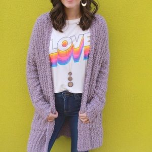 purple popcorn cardigan small : medium